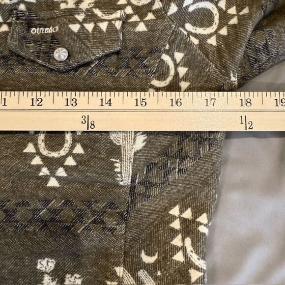 Outback Trading Co Fay Pearl Snap Blanket Shirt Olive Green Western Size Small - Picture 12 of 16